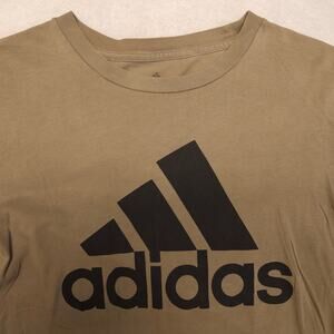 Adidas Casual Crew Neck Long Sleeve Graphic T Shirt Mens Size Small S Beige